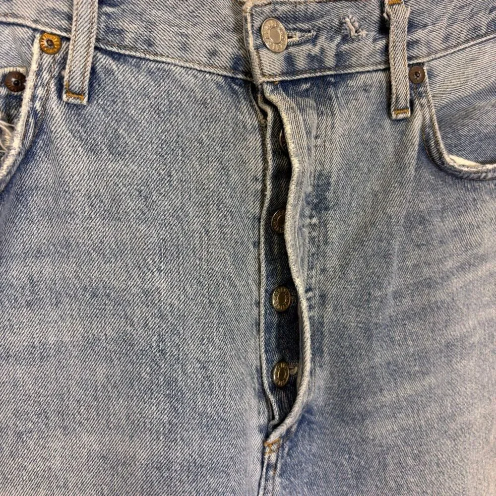 Agolde High Waisted 90's Hidden Button Fly Organic Cotton Distressed Jeans‎ 31